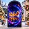 Decoración de Foto de Portada de Arco Navideño Cubierta de Tela Elástica de Seda de Leche Engrosada Cubierta de Puerta de Arco Personalizada para Fiesta Festiva
