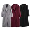 Roupas Europeias e Americanas Transfronteiriças Aliexpress Ins Popular Estilo Outono e Inverno Gola de Terno Botão Único Longo Preto Casaco Outerwear