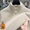 Jaqueta de Lã Fleece 400g Estilo Novo Gola Alta Meio Zíper Pulôver Manga Longa Moletom de Lã para Homens, Espessado e Quente para Outono e Inverno