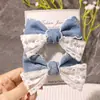 Acessórios de Cabelo Infantis Jeans Retrô Renda Laço Transfronteiriços Para Meninas Fofas Versátil Enfeites de Cabelo de Renda Presilhas Laterais