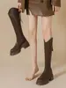 Botas Longas Novo Estilo Primavera 2026 para Mulheres, Botas Martin Outono e Inverno, Botas de Equitação com Solado Grosso, Botas Pretas que Aumentam a Altura para Pessoas Baixas