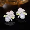 Pendientes Florales de Lujo de Diseñador de Nicho para Mujer, Accesorios de Alta Gama para Fiestas Nocturnas y Bodas, Pendientes Florales de Circonita para Mujer