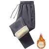Otoño e Invierno Pantalones Casuales de Forro Polar de Cordero para Hombre con Bolsillo con Cremallera Grueso Talla Grande Suelto Cubre Carne Cálido