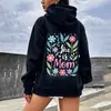 Sudadera con capucha para hombre y mujer de exportación transfronteriza, Ella es Mamá, Estampado de Flores, Sudadera Holgada