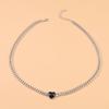 Collar de Acero Inoxidable Corazón Negro para Mujer Cadena Clavícula Metálica Geométrica Europea y Americana Collar Estilo Frío Accesorios Punk Personalizados