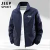 Jaqueta Masculina Nova Outono 2025 Gola Alta Moda Simples Versátil Solta Respirável Leve #