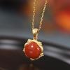 Conjunto de Anel, Brincos e Pingente S925 Prata Esterlina Flor de Ameixa Ágata Vermelha do Sul Estrela de Seis Pontas Pingente Ágata Vermelha do Sul