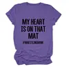 Mi Corazón Está en Ese Sitio Independiente de Deseos Estilo Europeo y Americano Camiseta Casual Simple de Manga Corta con Cuello Redondo para Mujer para Exportación