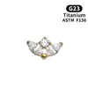 Brincos de Liga de Titânio Astmf-136 com Zircônia e Rosca Interna, Piercings Labiais Personalizados Chrome Hearts, Piercings de Hélice, Pontas de Reposição para Piercings