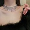 Collar Europeo y Americano Viento Frío Diamante Lazo Estrella Borla Collar Temperamento Alto Sentido Cadena Clavícula Collar Moda Personalidad