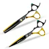 Tijeras de Peluquería Naispion de Gema Negra de 6.0 pulgadas Rectas Adelgazadoras Salón de Belleza