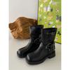Botas Martin de salto grosso marrom estilo britânico, botas femininas de verão 2023, novas botas de cowboy ocidentais retrô, botas de plataforma, botas de cavaleiro