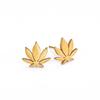 Aretes de tuerca de hoja de arce de acero de titanio cortado transfronterizo para mujer, aretes de acero inoxidable chapados en oro, joyería de hoja de la suerte de moda minimalista, regalo