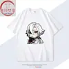 Merchandise do Jogo Genshin Impact Camiseta de Algodão de Manga Curta da Arlecchino Verão Solta Casual Algodão Manga Meia para Homens e Mulheres Estudantes
