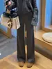 Pantalones deportivos casuales gris oscuro para mujer, nuevo estilo otoño/invierno 2026, forrados de polar, de cintura alta, adelgazantes, de pierna recta estrecha, pants