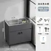 Gabinete de pia de cozinha com cuba integrada para uso doméstico, cuba única grande feita de aço inoxidável espessado, pia artesanal com gabinete de piso
