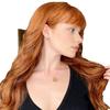Peluca de Ola Grande para Comercio Exterior de TikTok para Mujer Naranja con Flequillo de Aire Cabello Largo Rizado Reparación Facial Tocado de Fibra Química Fuente Primaria
