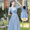 Vestido de Dama de Honor Champagne 2025 Nuevo Boda Petite Grupo Hermana Vestido de Graduación Estudiantil Falda Femenino Otoño Estilo Largo