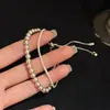 Pulsera geométrica de perlas y circón estilo francés, exquisita y lujosa con un toque de alta gama, joyería de diseño nicho