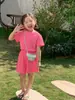 Roupas Infantis para Meninos e Meninas, Novo Estilo de Verão, Conjuntos Esportivos Casuais Soltos da Moda para Crianças Pequenas e de Tamanho Médio, Conjunto Fino de Duas Peças
