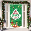 Decoración de Cubierta de Puerta de Navidad Tela Colgante Monstruo Peludo Verde Cubierta de Puerta Grinch Cortina de Puerta Grinch de Navidad Tapiz de Año Nuevo Juego de Puerta Fondo