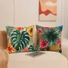 Funda de almohada tropical de lino sintético estilo europeo y americano, funda para cojín de sofá de sala de estar, funda de almohada decorativa estilo étnico
