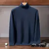 Suéter masculino de cashmere com gola alta, novo estilo outono/inverno, cor sólida, corte solto, tricô grosso, base de cashmere simples e casual
