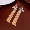 Pendientes Vintage de Aguja Plateada con Borlas y Hojas Tachonadas de Diamantes, Estilo de Mediados de Siglo, Pendientes de Botón Versátiles de Moda de Lujo Ligero con un Diseño Único