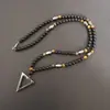 Collar Retro Religioso Personalizado No Magnético Transfronterizo Europeo y Americano Colgante de Piedra Natural con Cuentas Hecho a Mano Rosario