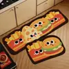 Alfombra de Cocina Divertida y Linda con Forma de Hamburguesa, Felpudo Doméstico Absorbente de Agua de Secado Rápido, Alfombra de Piso Larga Antideslizante Absorbente de Aceite de Diatomeas