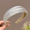 Diadema de estilo coreano, ligera, ancha, de color liso para mujer, que ofrece un look sofisticado y elegante, con un diseño que realza la altura en la coronilla, presentando un estilo retro, chic y moderno