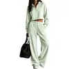 Ropa Deportiva Casual de Dos Piezas para Mujer Transfronteriza Europea y Americana 2026 Sudadera Lisa con Media Cremallera Pantalones de Pierna Ancha