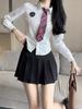 Jk Camisa de Cintura Feminina Manga Longa Sexy Saia Plissada Uniforme Conjunto Versátil Emagrecedor Estilo Japonês Estilo Preppy Atacado
