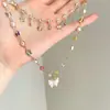 Collar de Borla de Mariposa de Circonita de Colores para Mujer, Estilo Dulce y Fresco, Diseño de Nicho Y2K, Cadena de Clavícula Multicapa con un Toque de Alta Gama