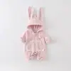 Ropa de otoño para bebés y niños pequeños para niñas, mameluco de una pieza con capucha para primavera y otoño con orejas de conejo, ropa para exteriores, traje para gatear
