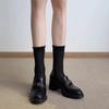K500 Es un Clásico Que Nunca Pasa de Moda~Suela Silenciosa de 7.5cm/Mocasines Camelia para Mujer con Tacón Alto Grueso, en Stock
