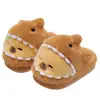 Pantuflas de Algodón para Otoño e Invierno de Capibara Calidez Interior Más Terciopelo Hogar Suela Gruesa Talón Trasero Peludo Zapatos de Algodón