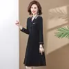 Vestido de Temperamento Primavera y Otoño para Mamá Vestido Largo Adelgazante de Cintura para Mujeres de Mediana Edad Vestido de Otoño para Personas de Mediana Edad y Mayores Vestido Estilo Occidental talla extra