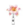 Amazon Cross-Border Suporte Retrátil para Crachá Flor Rosa Acrílico Clipe Retrátil para Crachá Médico Cordão de Puxar Atacado