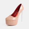 Novedades transfronterizas europeas y americanas: Zapatos de pasarela de alta gama estilo celebrity, con plataformas ultraltas impermeables, tacones finos y un diseño de punta redonda para un efecto potenciador de la altura.