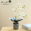 Flores Artificiais Cuidadosamente Selecionadas, Orquídea Phalaenopsis de Plástico com Duplo Ramo e 12 Flores, Bonsai, Decoração Criativa para Interior, Fabricante de Flores Artificiais, Planta Artificial em Vaso