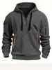Sudadera con capucha y cremallera para hombre, primavera y otoño, transfronteriza, con múltiples bolsillos, chaqueta deportiva casual para hombre, 2026