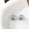 Puente Arcoíris Transfronterizo de Comercio Exterior Europeo y Americano Bloques de Color Zirconia Colorida Exquisita Clips para Orejas Joyería para Mujer Venta al por Mayor