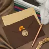 Papel especial engrosado con patrón de tejido de lino, membretes triangulares estilo Western vintage, tarjetas de invitación y sobres artísticos escritos a mano - al por mayor