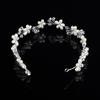 EBay Tiara de prata feita à mão com strass, pérola, flor, acessório de cabeça para noiva, corrente macia