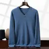 Suéter de Cachemir con Cuello en V 100% Cachemir Puro para Hombre Delgado Holgado Talla Grande Versátil Casual de Negocios Suéter de Punto Básico