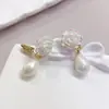 Pinza de Oreja de Terciopelo Vintage Color Vino Tinto Flor de Rosa Sin Perforación para Mujer, Pendientes de Clip Estilo Sirena Francesa Flor Gota de Agua Perla