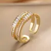 Anel Exquisito Super Brilhante de Zircônia para Meninas, Celebridade da Internet, Luxo Acessível e Anel de Abertura Ajustável de Alta Qualidade, Simples Galvanizado a Ouro Real