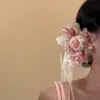 Canção de Amor de Primavera~Grampo de Cabelo com Laço de Renda Rosa Doce e Fofo, Presilha Lateral Floral Feminina, Linda Presilha de Cabelo