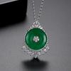 Colgante con hebilla de seguridad verde Jinse, colgante de circonita con incrustaciones de cobre, estilo coreano, nuevo y elegante collar de calcedonia verde para banquetes, joyería